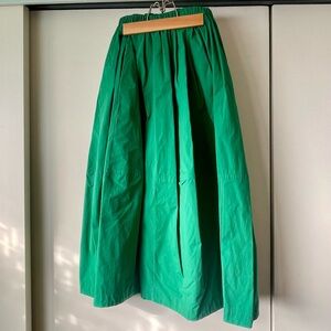 Green Maxi Skirt with Pockets Elastic Waist Size M